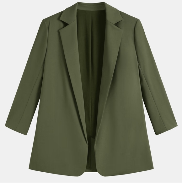 Elegant Olive Green Women's Jacket Blazer - Picture 3 of 12